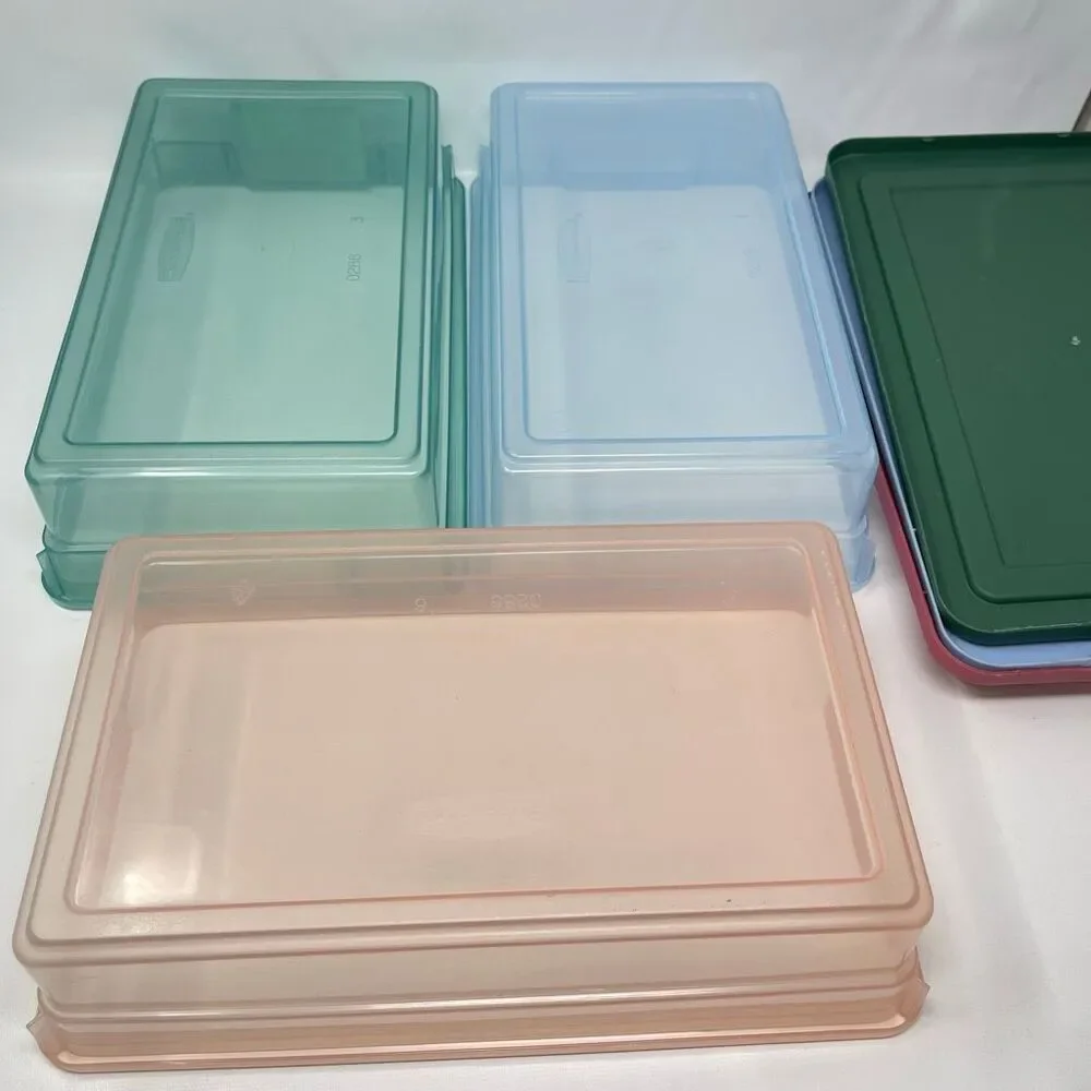 Rubbermaid Lot of 3 Vintage Green Pink Blue Shoe Box Storage Container 0286